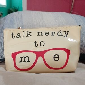 Cream Cosmetic Makeup Bag "Talk Nerdy To Me"